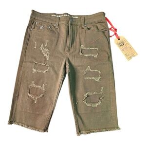 Sz 30 olive green denim jean shorts